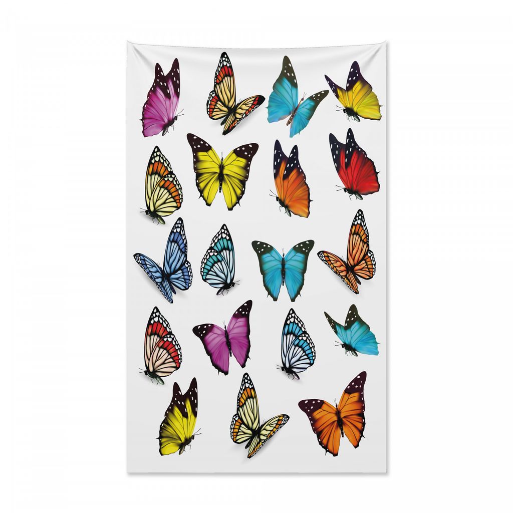 Abakuhaus Tier Wandteppich und Tagesdecke, Schmetterlinge Sammlung aus Weiches Mikrofaser Stoff Kein Verblassen Klare Farben Waschbar, 140 x 230 cm...