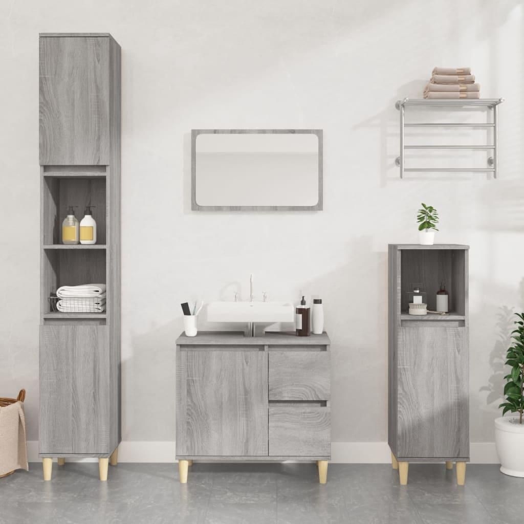 vidaXL Badschrank Grau Sonoma 30x30x190 cm Holzwerkstoff Produktbild 