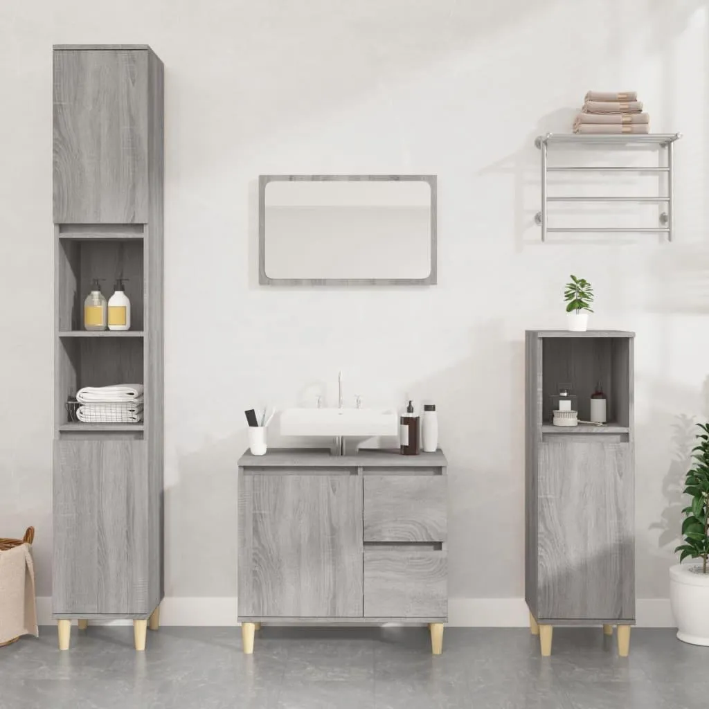 Mobiletto Bagno Alto Grigio Sonoma vidaXL - 190 cm di Puro Ordine