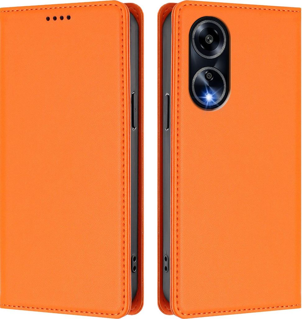 Handyhülle für Oppo A98 /Oppo A1 5G, Kunstleder Klapphülle Stoßfeste Magnetische Hülle mit Ständer Orange