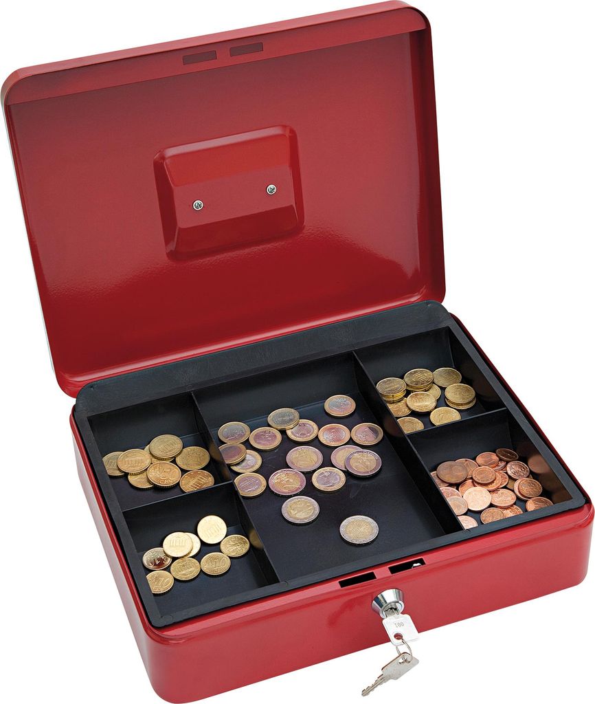 Wedo Kasse - 5 Münzfächer - Stahl - Rot