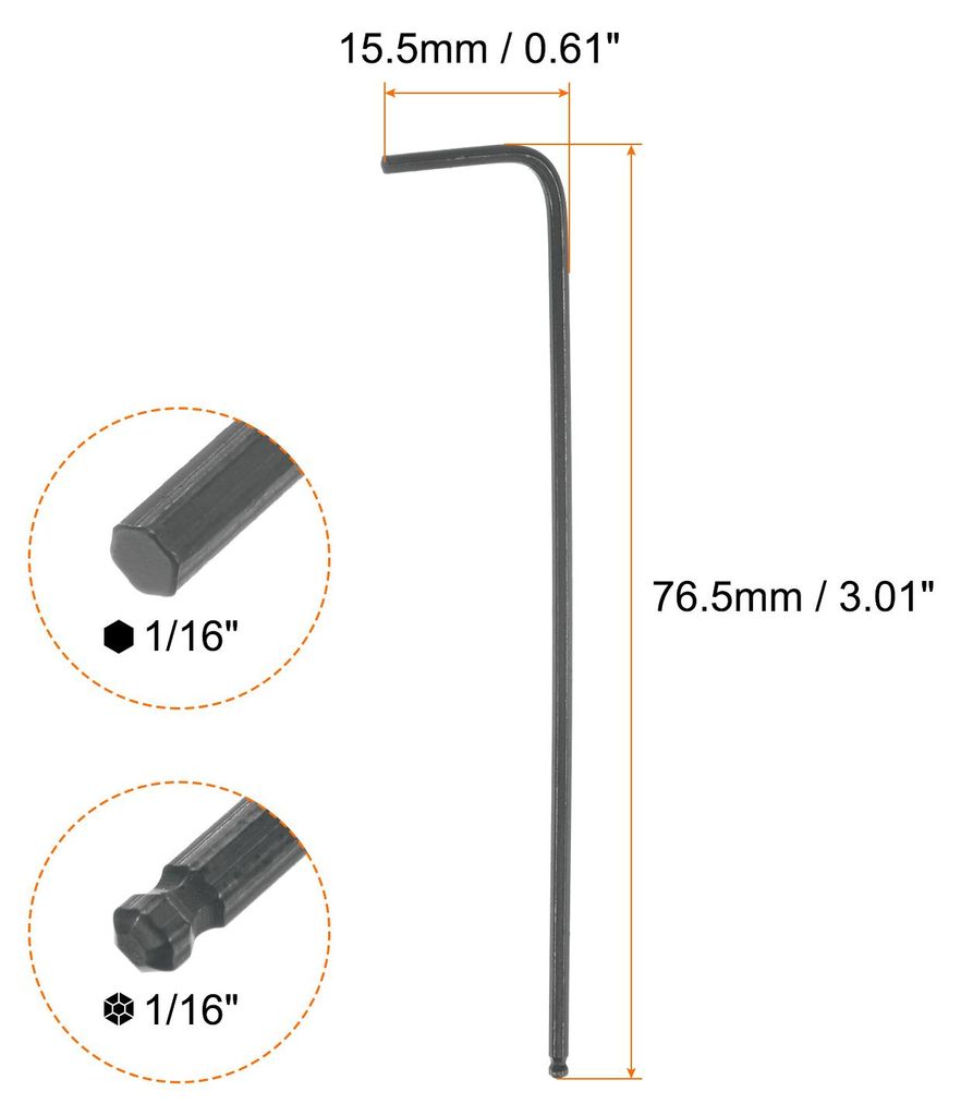 4 PCS Sechskantschlš¹ssel Set mit Kugelkopf 1/16" L-Form Langer Arm Sechskantschlš¹ssel aus Chrom-Vanadium-Stahl Reparaturwerkzeug fš¹r Handw...