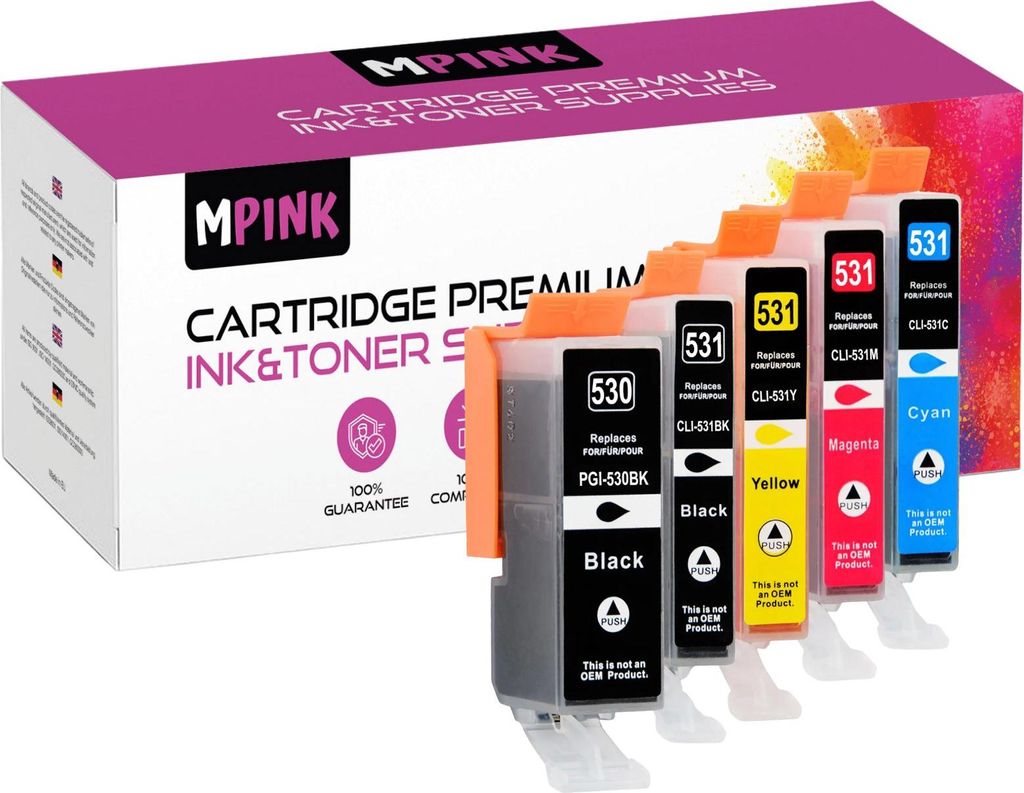 5x Druckerpatronen für Canon PGI-530XL CMYK TS8750 TS8751