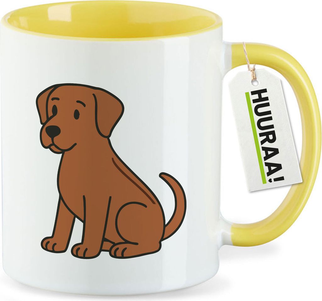 Huuraa Kaffeetasse Rhodesian Ridgeback Comic Ridgey 330ml Gelb Keramik Kaffeebecher Geschenkidee