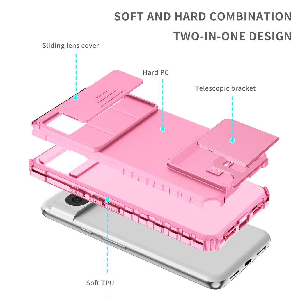 Custodia Rosa Google Pixel 8 Antiurto Elegante con Kickstand - 3