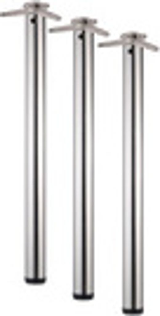 3er SET Tischbein / Stützfuß - Edelstahloptik, Ø 6 cm x 70,5 cm, höhenverstellbar