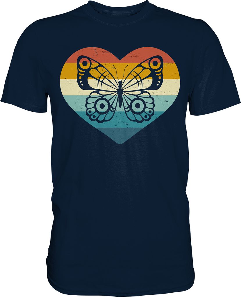 Retro Schmetterling T-Shirt – Navy / XXL Produktbild 