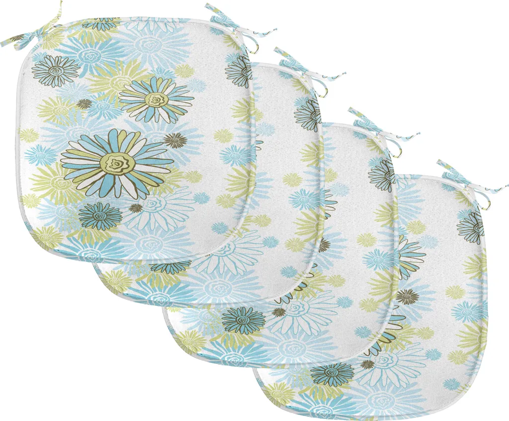 Coussin de Siège pour Salle à Manger 40x40cm, Lot de 4 Galettes Fleuries