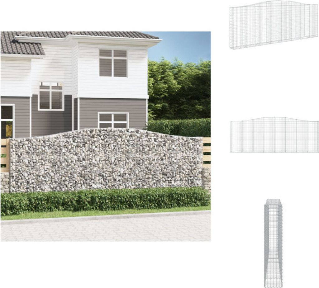 vidaXL Gabione mit Hochbogen 400x30x140/160 cm Verzinktes Eisen - Blumentöpfe & Pflanzgefäße