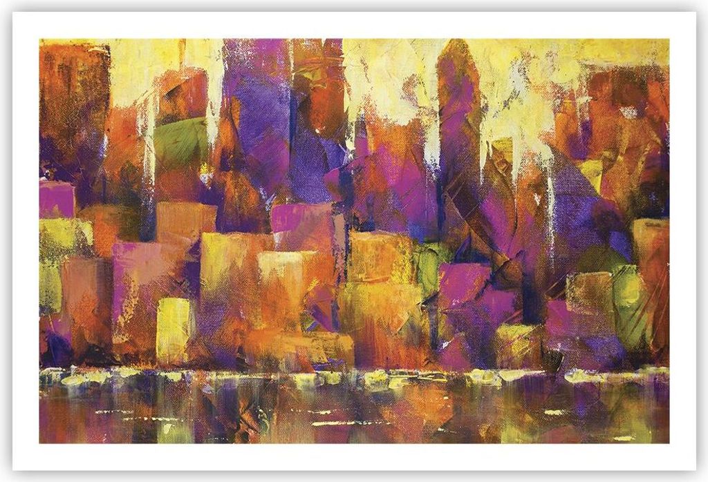 Poster - Poster ohne Rahmen - Abstraktion Stadt Wolkenkratzer - 91,5x61 cm - Wand Bild - Wanddeko - Wandbilder - Kunstposter - Wandposter - Bilder ...