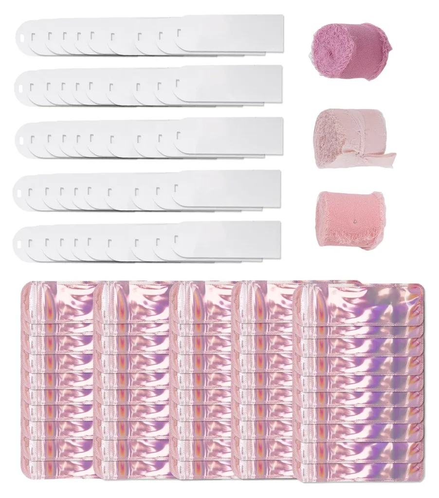 Kit 50 Marque-pages Acrylique Transparents avec Sachets et Rubans