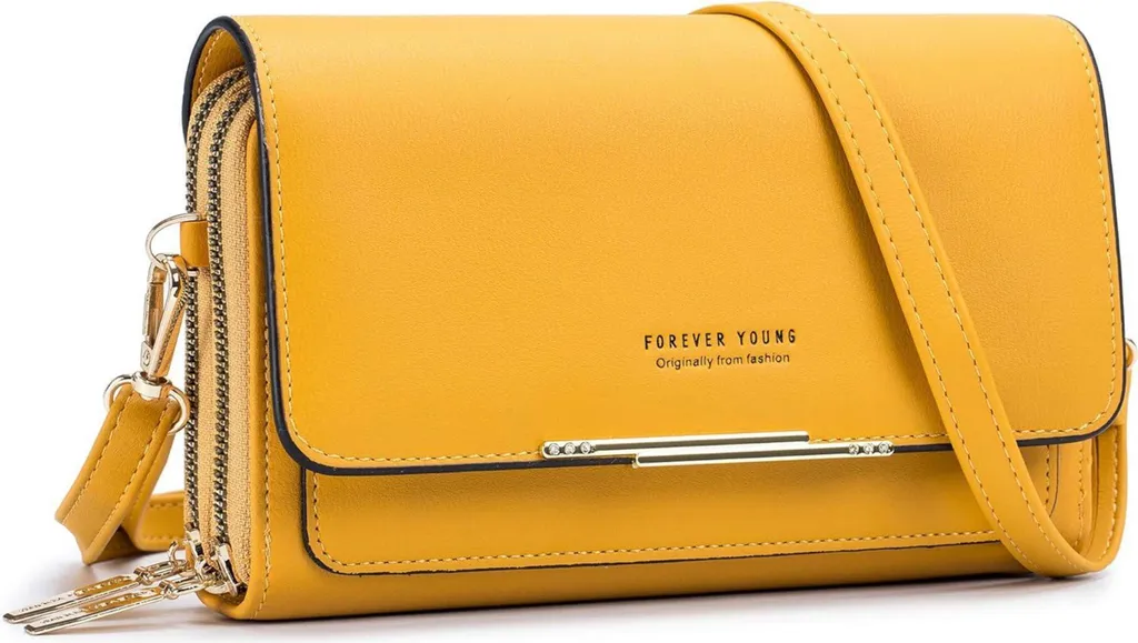 Petit sac à bandoulière A-jaune en cuir PU pour téléphone portable
