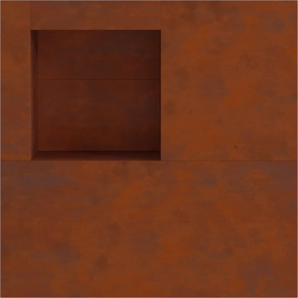 Braciere Esterno Minimalista 100x100 cm Acciaio Effetto Corten - 7