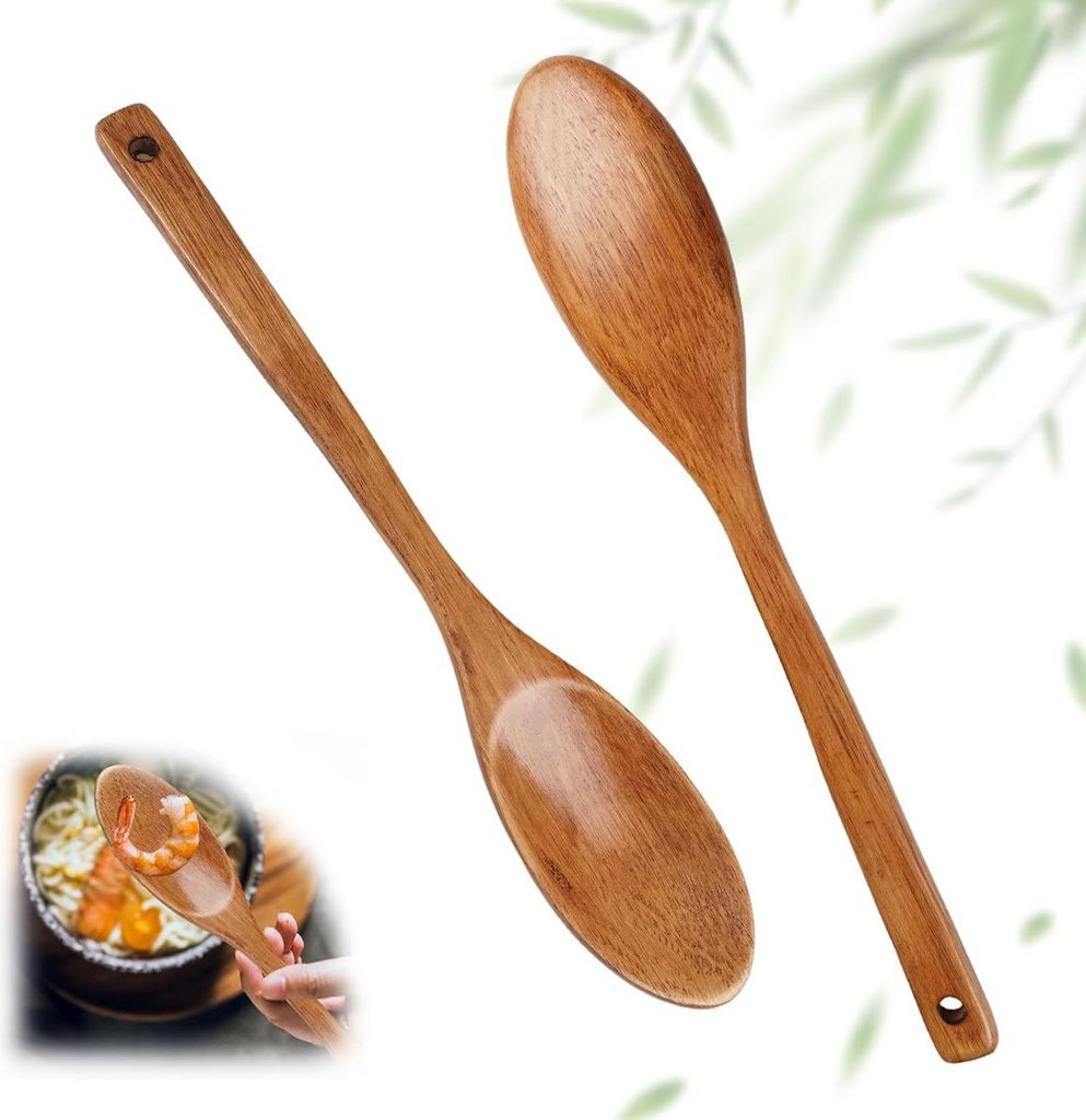 Runde Holzkochlöffel - Umweltfreundlich - 30 cm - Natürliches Holz