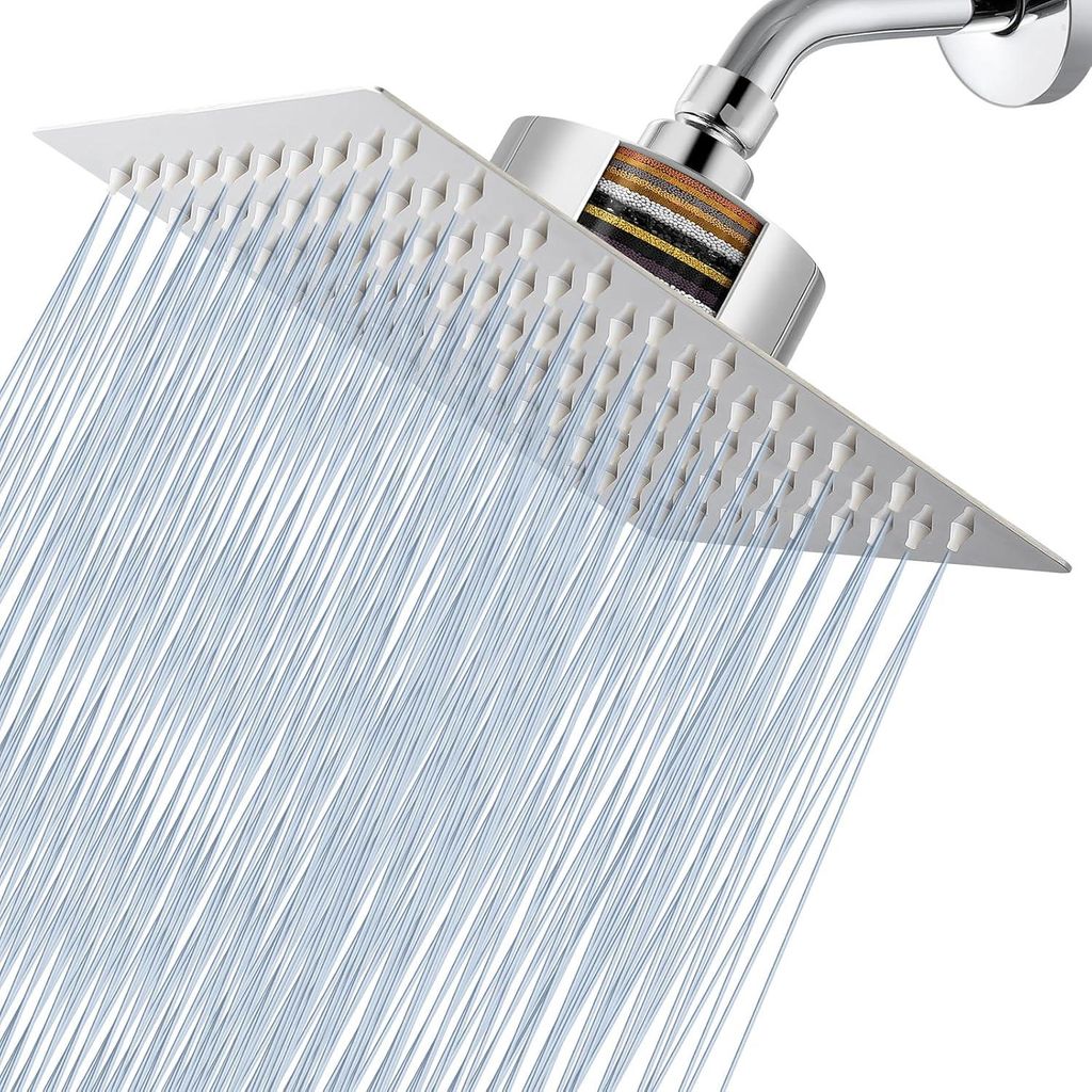 Regenduschekopf - Großer RVS-Duschkopf mit Wasserfallfilter für hartes Wasser - 20 cm Chrom - Entdecken Sie die Vorteile eines gefilterten Duschk...