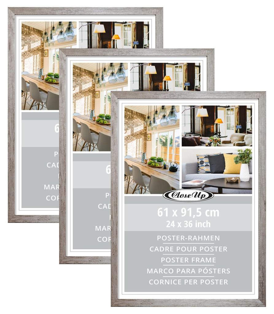 Posterrahmen 61 x 91,5 cm Holzdekor Driftwood 3er Set
