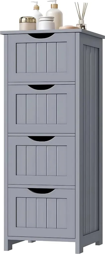 Rangement salle de bain pour petits espaces : Armoire bois 4 tiroirs