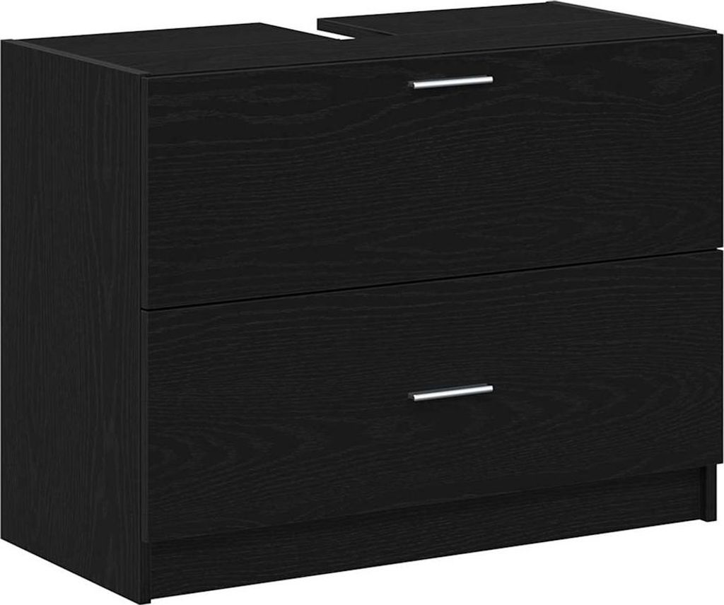 vidaXL Badezimmerschrank mit Tür Schwarz Eichen-Optik 78 x 37 x 59 cm