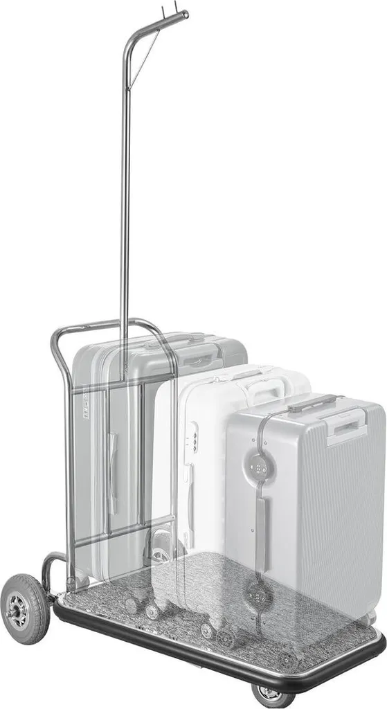 Chariot de bagagiste professionnel avec plateau inox charge 600 lb
