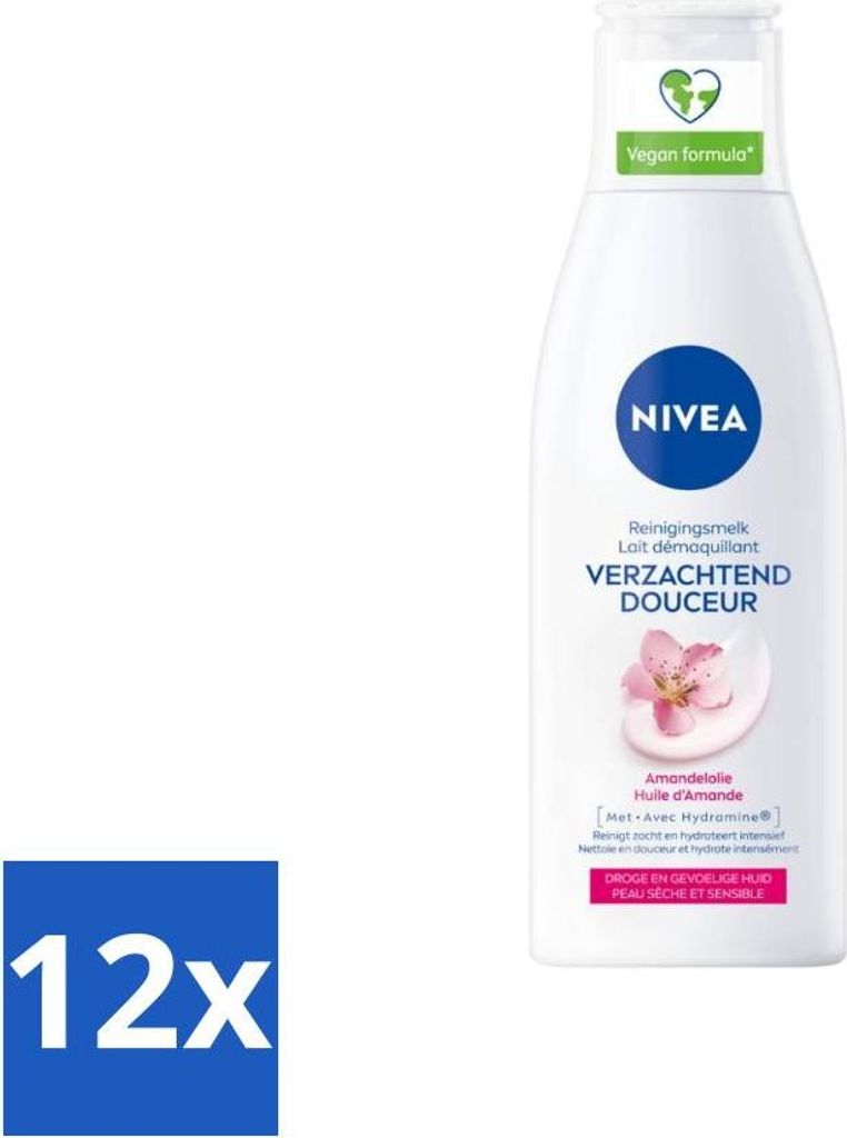 Nivea - Gesichtsreiniger - Trockene und empfindliche Haut - Mandelöl - Hydramin - 200 ml - Vorteilspack - 12 Stücke