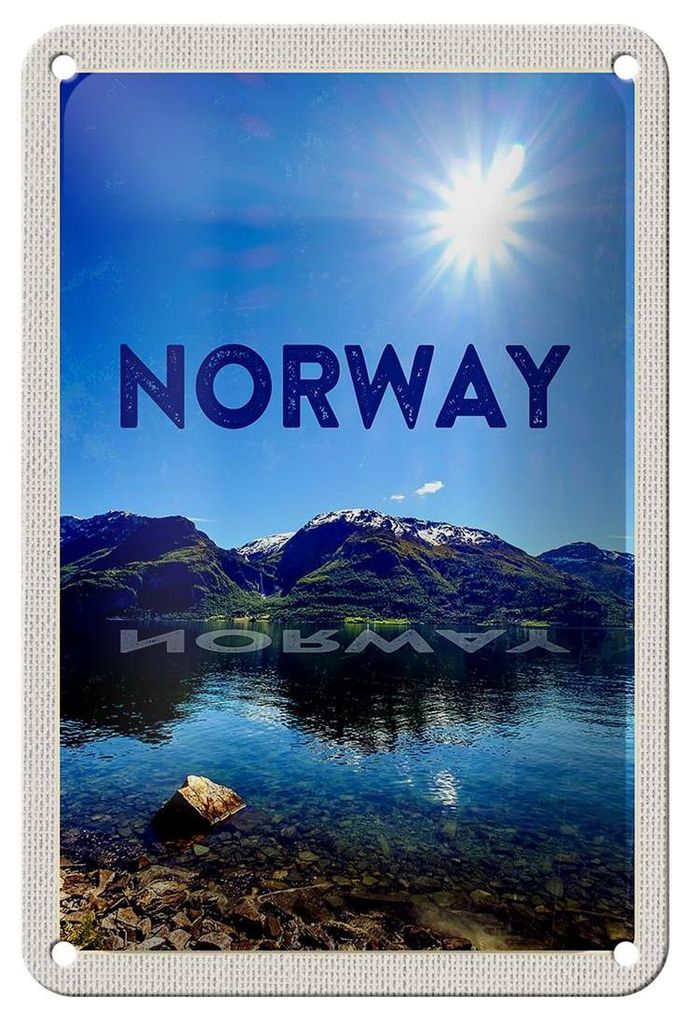 Blechschild Reise 12x18cm Norwegen Meer Strand Europa Produktbild 