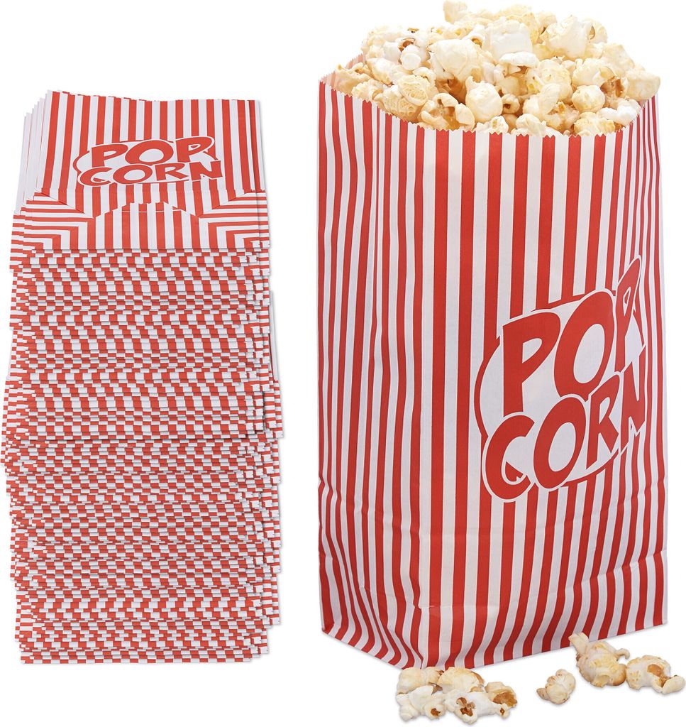 Sáčky na popcorn Relaxdays, sada 240 ks, pruhované, retro Obrázek produktu 