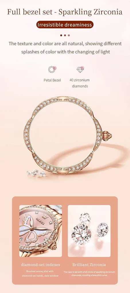 Orologio da donna diamanti Elegante orologio da polso al quarzo con bracciale in Vetroceramica bicolore in acciaio inossidabile, impermeabile 30 m e lancette luminose - Orologi da donna alla moda per il lavoro - 3