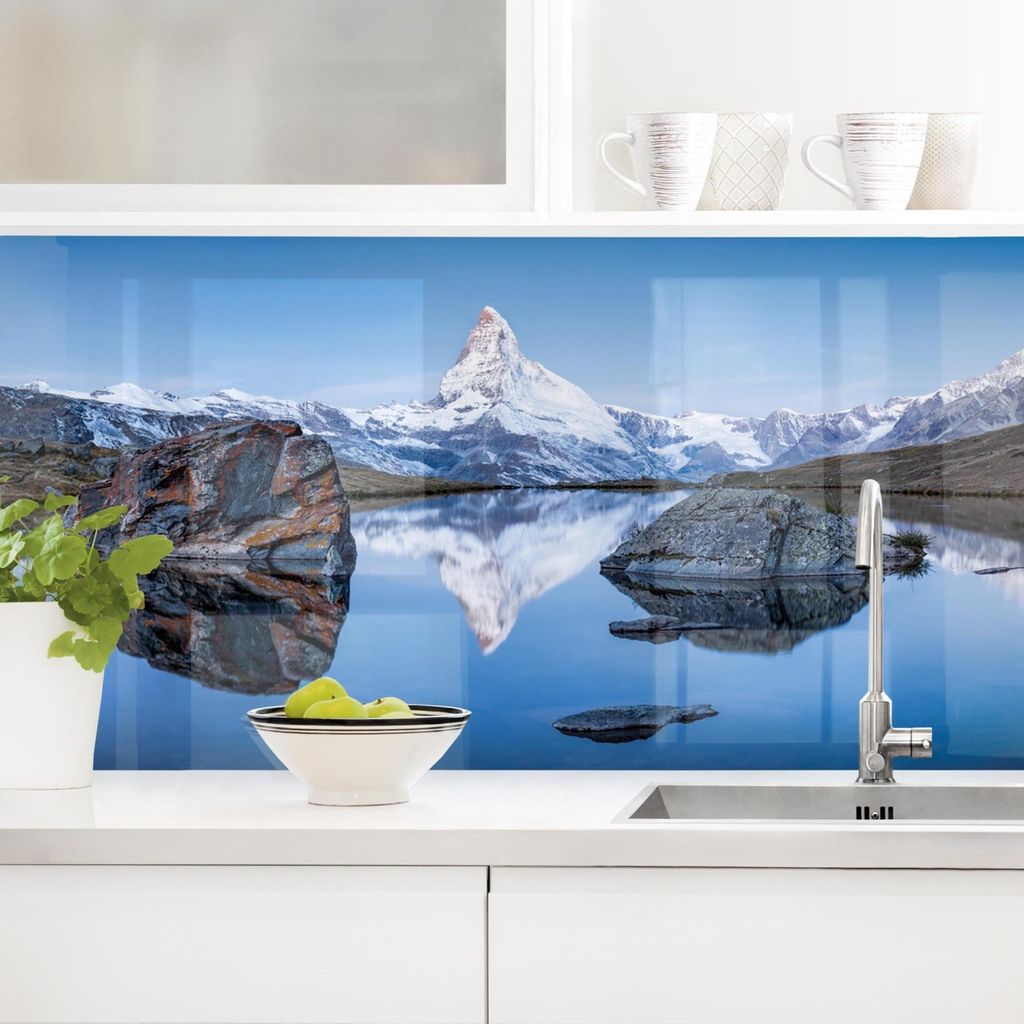 Küchenrückwand Natur selbstklebend - 0.35 mm Wandpaneel wasserfest Schweiz blau Motiv Spritzschutz fugenlos