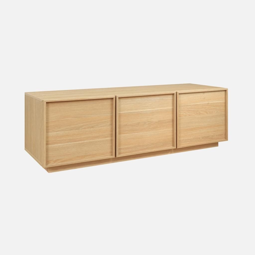sweeek - TV-Möbel Holzdekor 3 Türen 140 cm - Natur Produktbild 