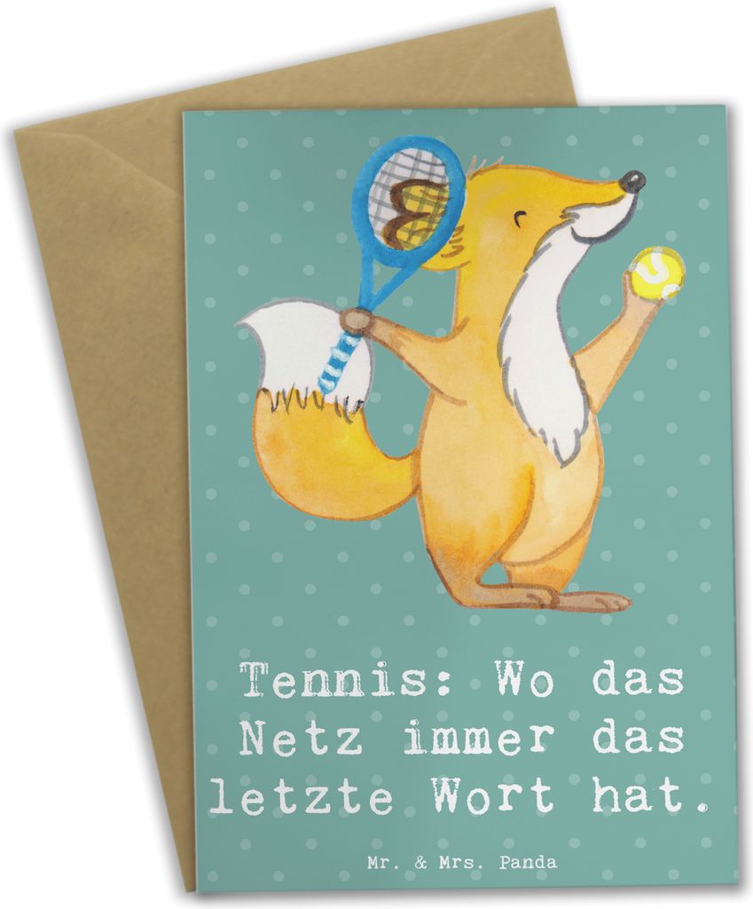 Mr. & Mrs. Panda neujahrskarte Tennis Netz - Meeresbrise - Geschenk, osterkarten, Sportart, weihnachtskarten, Tennisfreundschaften, Schläger, Spor...