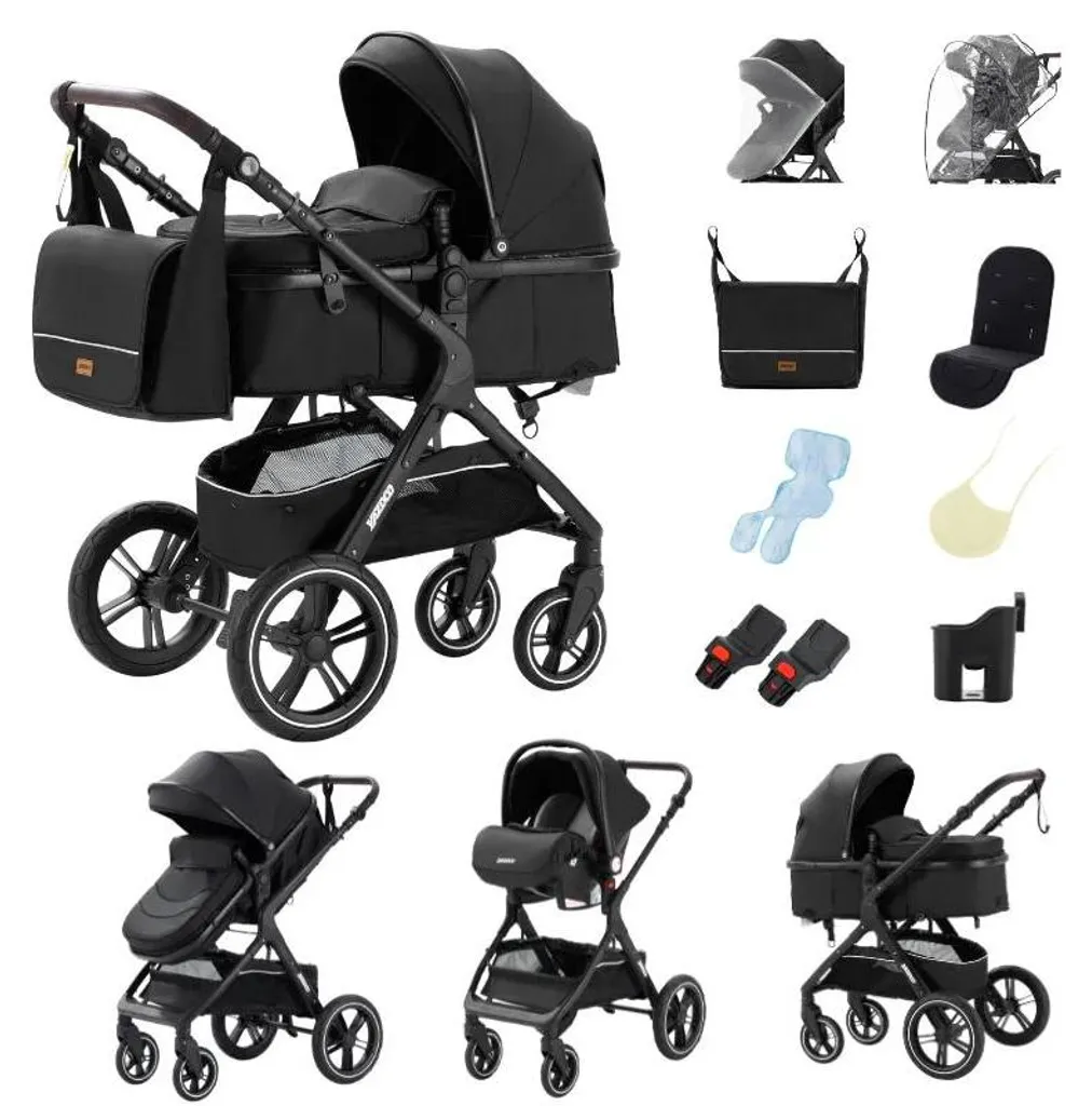 Poussette 2 en 1 X1 Noir avec Siège Auto Bébé Confortable et Robuste