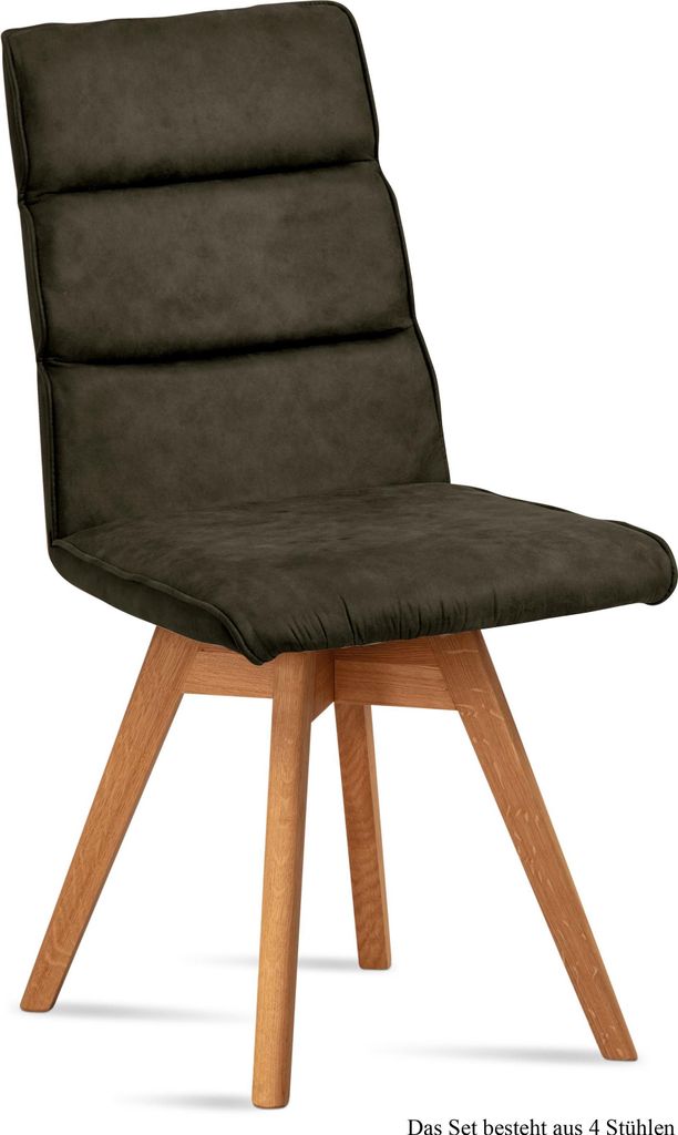 Esszimmerstuhl drehbar (4er-Set) Doris 47x92x60 Eiche geölt/Khaki