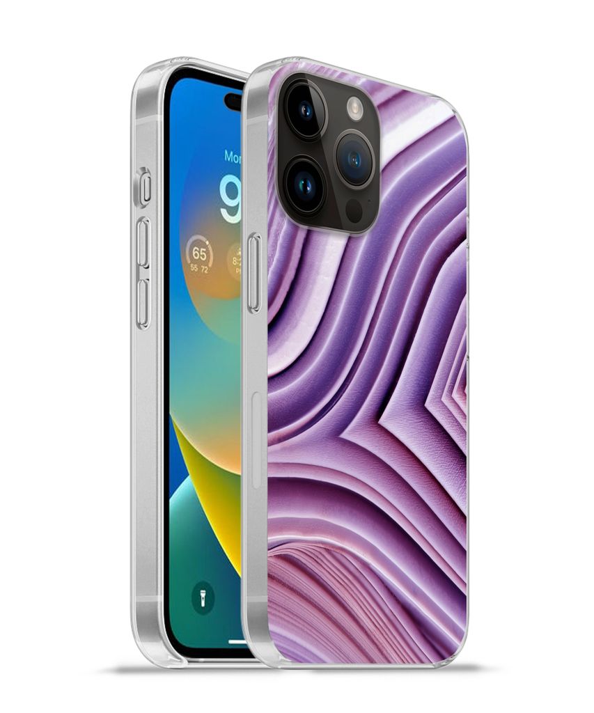 MuchoWow Handyhülle Schutzhülle Hülle für Apple iPhone 14 Pro Max Naturstein - Nahaufnahme - Weiß Silikon Softcase Handy Hülle - Hardcover