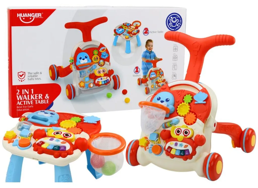Table d'apprentissage interactive 2en1 rouge pour l'éveil de bébé