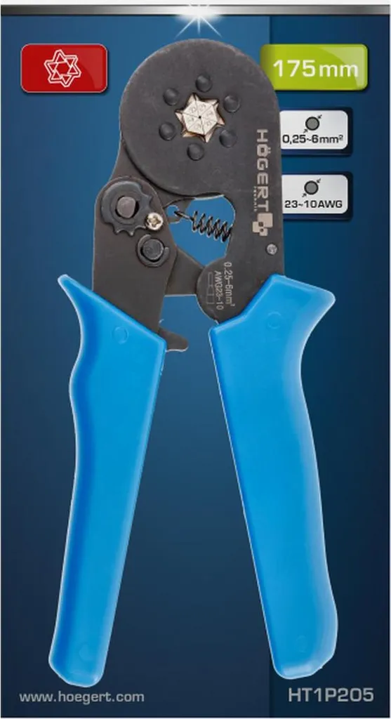 Pince à sertir réglable 0,25 à 6,0 mm² avec mécanisme à cliquet