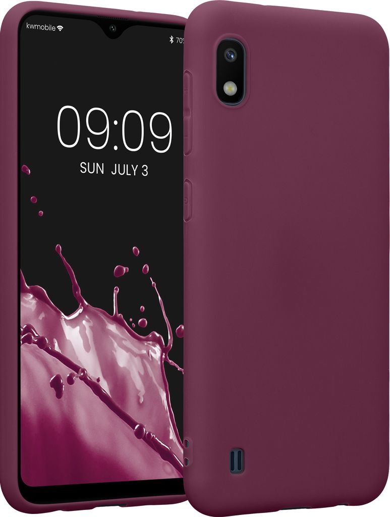 kwmobile Hülle kompatibel mit Samsung Galaxy A10 Hülle - weiches TPU Silikon Case - Cover geeignet für kabelloses Laden - Bordeaux Violett
