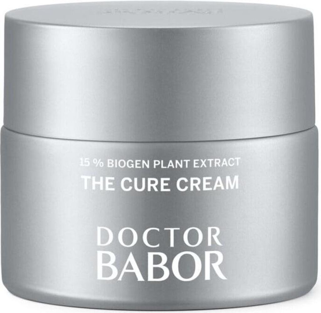 A silver jar of cream.