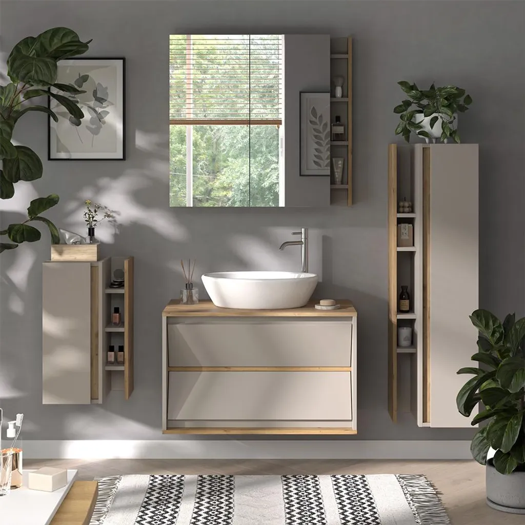 Aménager une petite salle de bain avec le meuble Vicco Edelin 60 cm