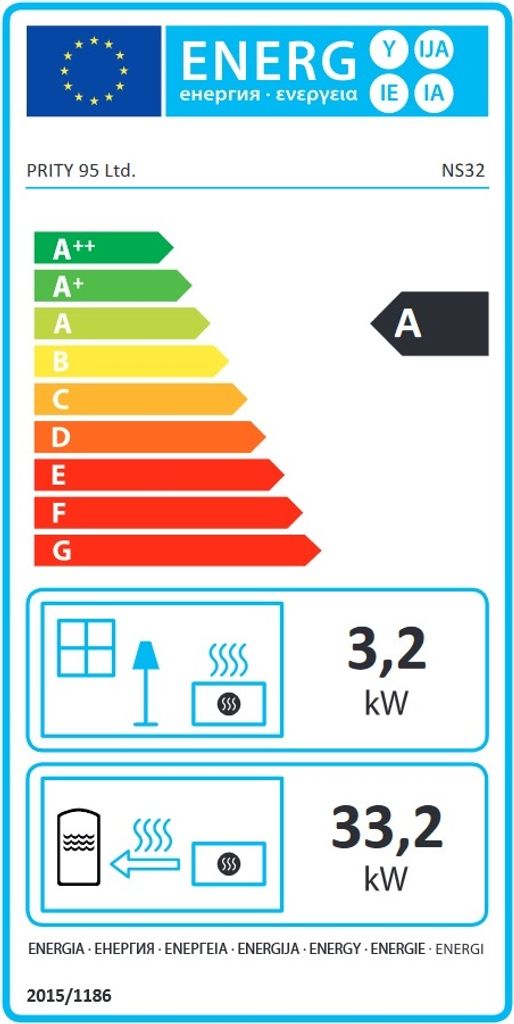 EEK-A - Wasserführender Kaminofen Holzofen Prity NS32 33.2 Produktbild 3