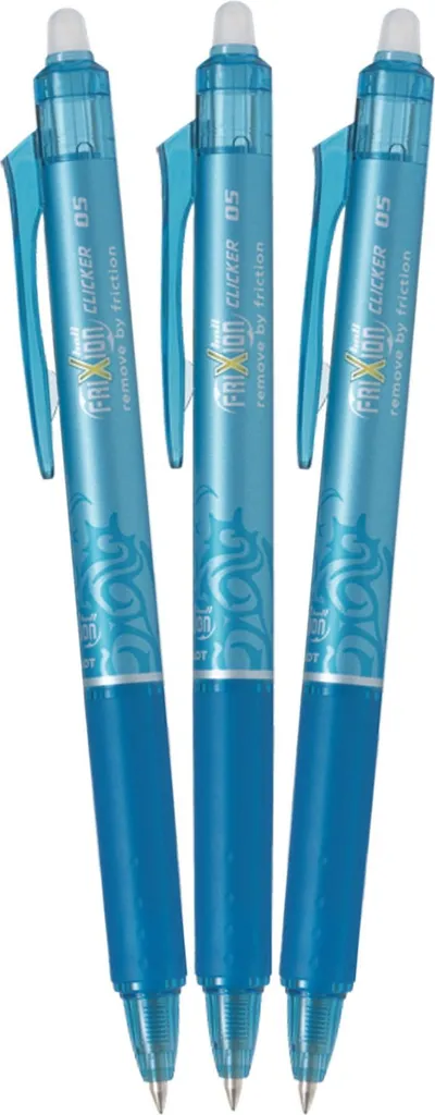 Roller à Encre Effaçable FriXion Clicker 05 Bleu Clair - Pack de 3 Stylos