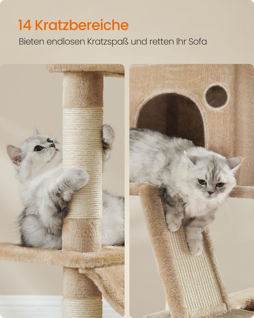 Feandrea Kratzbaum 206 cm, XXL, mit 13 Kratzsäulen, 2 Produktbild 3