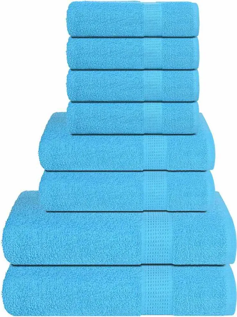 Set 8 Asciugamani FROGN Turchese 360g/m² | Puro Cotone per Casa e B&B