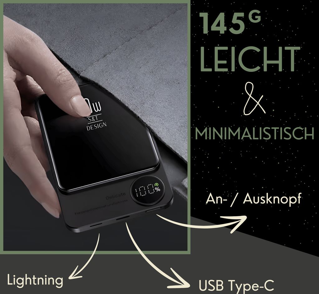 S&T Design Magnetische Powerbank Magsafe kompatibel 5000 Produktbild 5