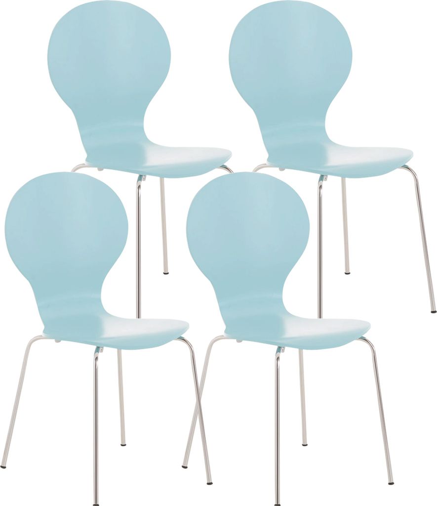 4er Set Besucherstuhl ATHENS - Holz Hellblau 43x45x86 cm | Besucherstühle Konferenzstuhl Wartezimmerstuhl Bürostühle Bürostuhl Konferenzraum