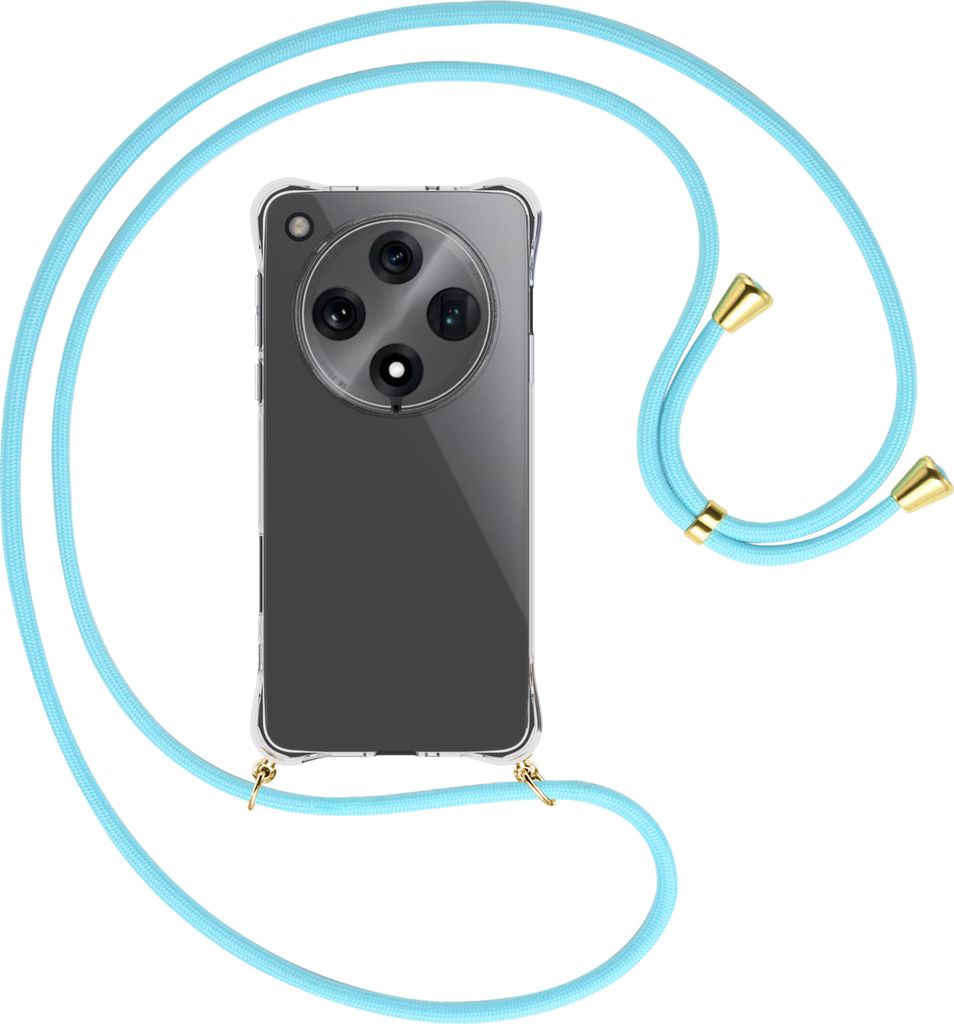 Handykette Backcover-Schutzhülle mit Band (Metall goldfarben) für Oppo Find X8 Pro 5G - himmelblau