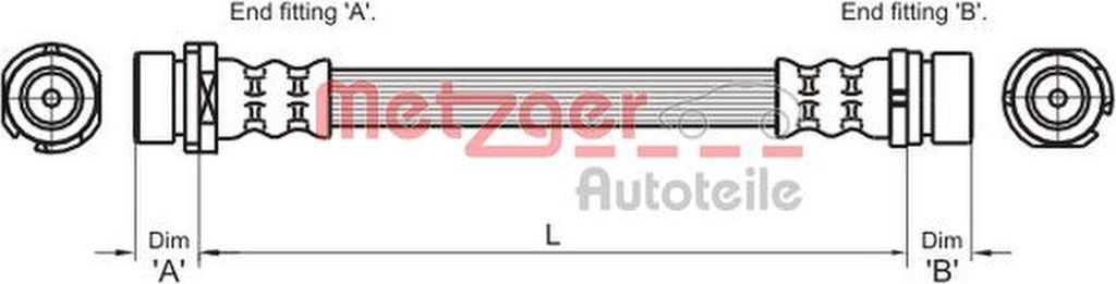 METZGER 4112336 Bremsschlauch für FORD Fiesta Mk5 Schrägheck (JH1, JD1, JH3, JD3) für MAZDA 2 (DY)