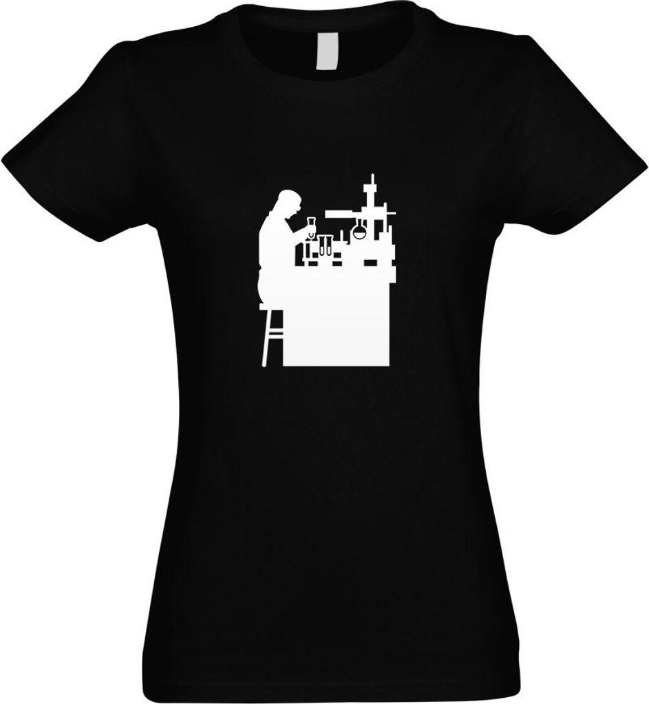 Kiwistar - T-Shirt tailliert - Damen - schwarz - Laborant Labor Figur - mit Motiv Bedruckt - Funshirt Design - Sport - Freizeit - Damen - L