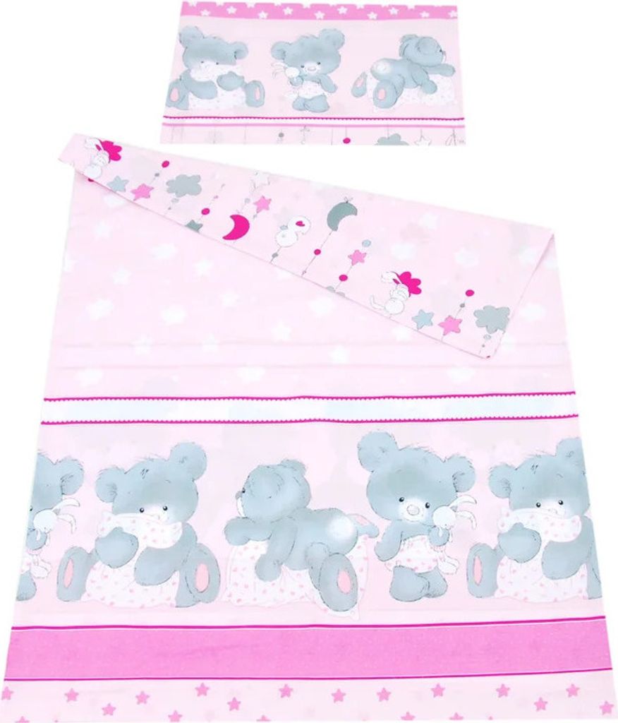 BABYLUX Kinderbettwäsche 2 Tlg. 90 x 120 cm Bettwäsche 78. Bäre Rosa