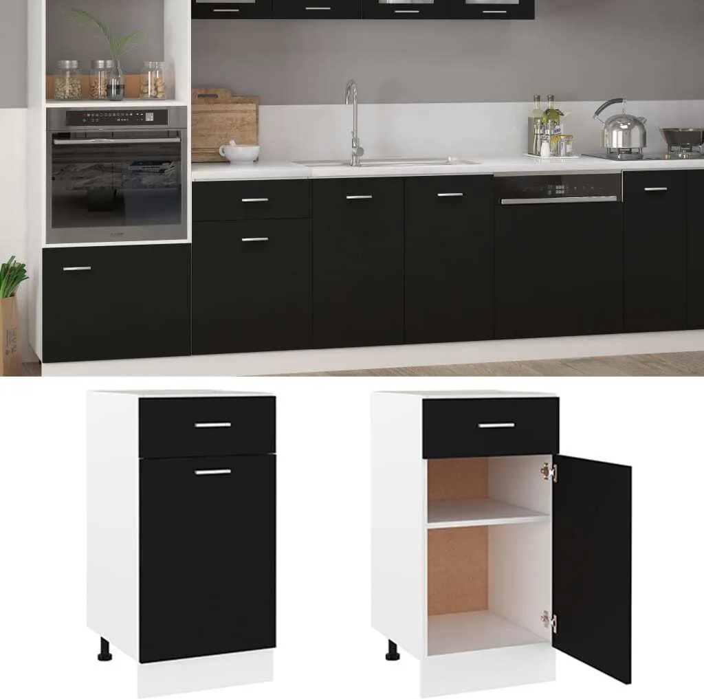 Cassettiera Legno Nera 40x46x81,5 cm | Qualità Costruttiva Superiore - 1