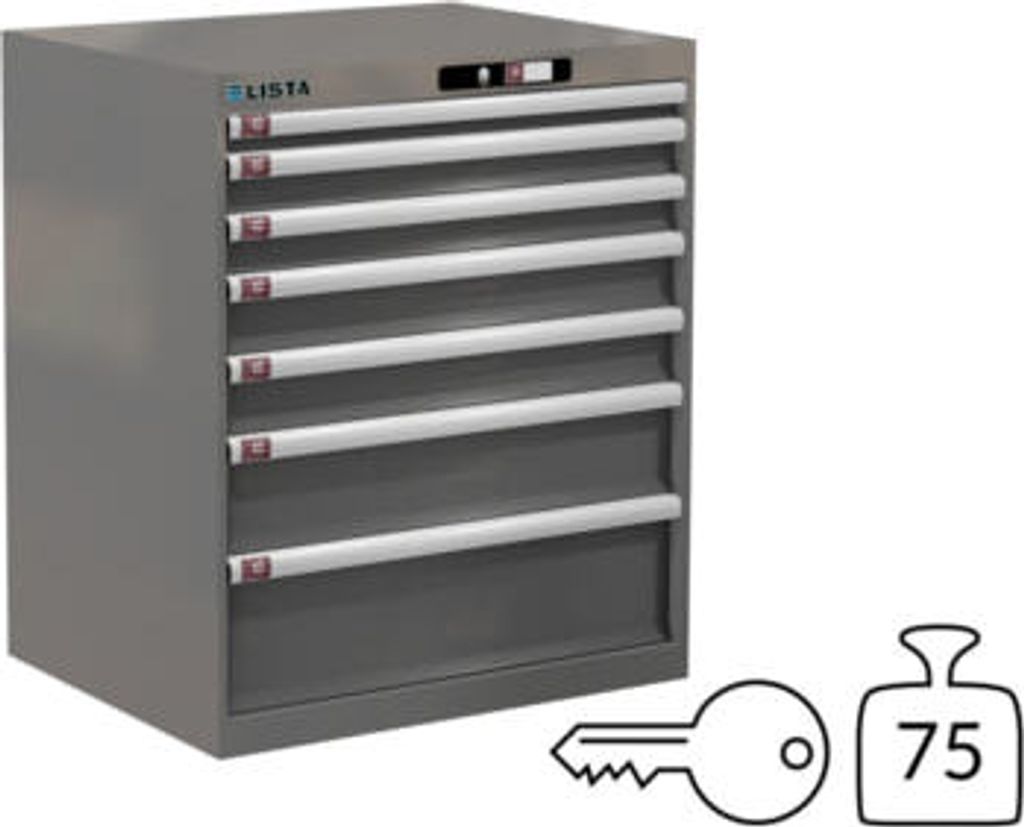 Lista Schubladenschrank - 78.568.050 - 850x717x572 mm (HxBxT) - 7 Schubladen - 75 kg - Key Lock - grau metallic (NCS S 6502-B)